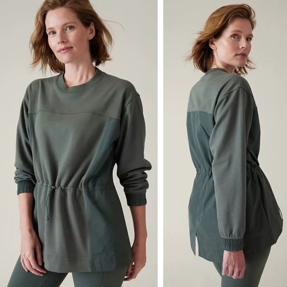 ATHLETA Bali Green Triumph Hybrid Crewneck Sweatshirt - 37271